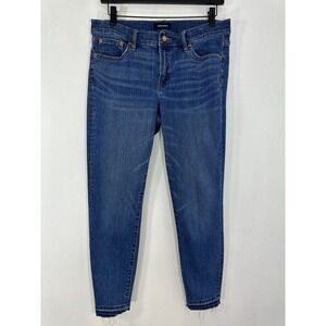 J Crew Jeans Women's 29 Blue Dark Wash Denim Midrise Toothpick Cut Off Jeans